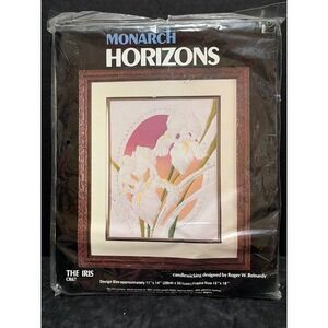 Sealed VTG Monarch Horizons The Iris Floral Embroidery Hand Sewing Kit Floral
